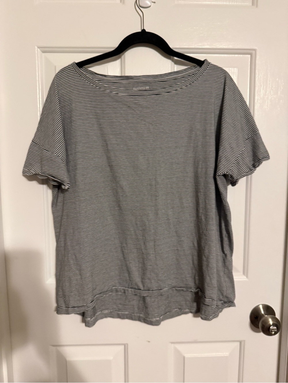 Eileen Fisher Organic Cotton Striped Boxy Top Tee Medium M S19OUK